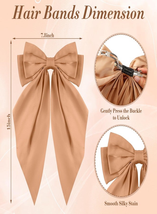 Hoteam 16 Pcs Silky Satin Hair Bows Bulk for Women Large Hair Ribbons Oversized Bows Oversized Long Tail Large Bow-knot Clips Accessories Gifts(Classic) - Image 2