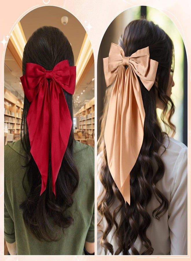 Hoteam 16 Pcs Silky Satin Hair Bows Bulk for Women Large Hair Ribbons Oversized Bows Oversized Long Tail Large Bow-knot Clips Accessories Gifts(Classic) - Image 5