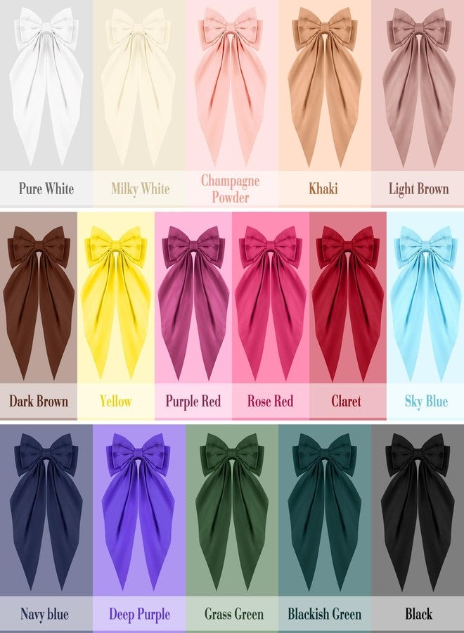 Hoteam 16 Pcs Silky Satin Hair Bows Bulk for Women Large Hair Ribbons Oversized Bows Oversized Long Tail Large Bow-knot Clips Accessories Gifts(Classic) - Image 3