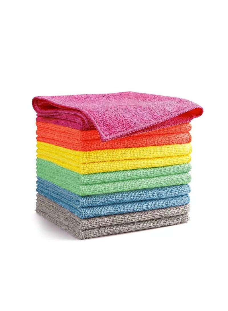 مناشف تنظيف من الألياف الدقيقة، خرق، مناشف مطبخ، طقم غسيل سيارات، نوافذ، حمام، قابلة لإعادة الاستخدام، متعددة الأغراض، مستلزمات تنظيف - 30 × 30 سم  (عبوة من 10 قطع) - Image 1