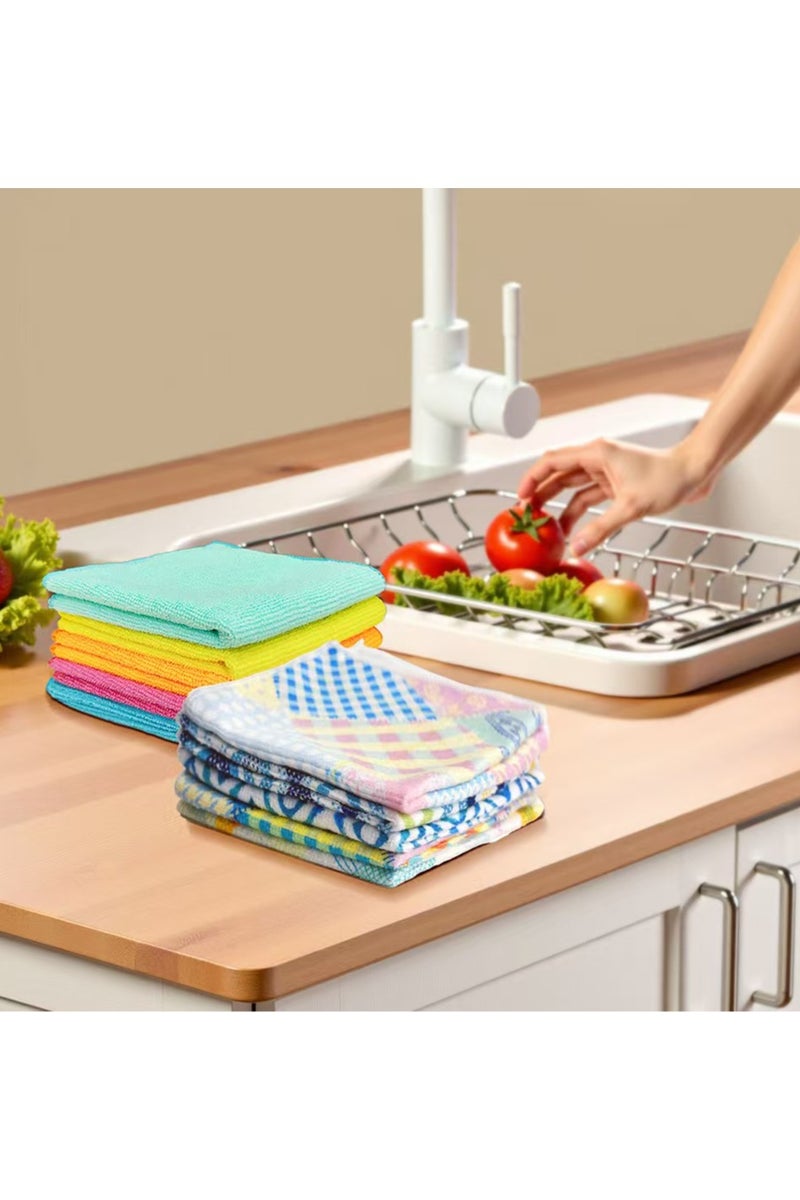 مناشف تنظيف من الألياف الدقيقة، خرق، مناشف مطبخ، طقم غسيل سيارات، نوافذ، حمام، قابلة لإعادة الاستخدام، متعددة الأغراض، مستلزمات تنظيف - 30 × 30 سم  (عبوة من 10 قطع) - Image 3