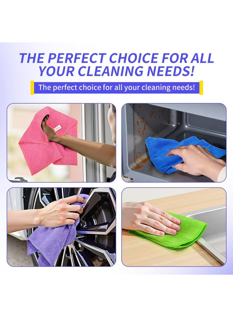 مناشف تنظيف من الألياف الدقيقة، خرق، مناشف مطبخ، طقم غسيل سيارات، نوافذ، حمام، قابلة لإعادة الاستخدام، متعددة الأغراض، مستلزمات تنظيف - 30 × 30 سم  (عبوة من 10 قطع) - Image 2