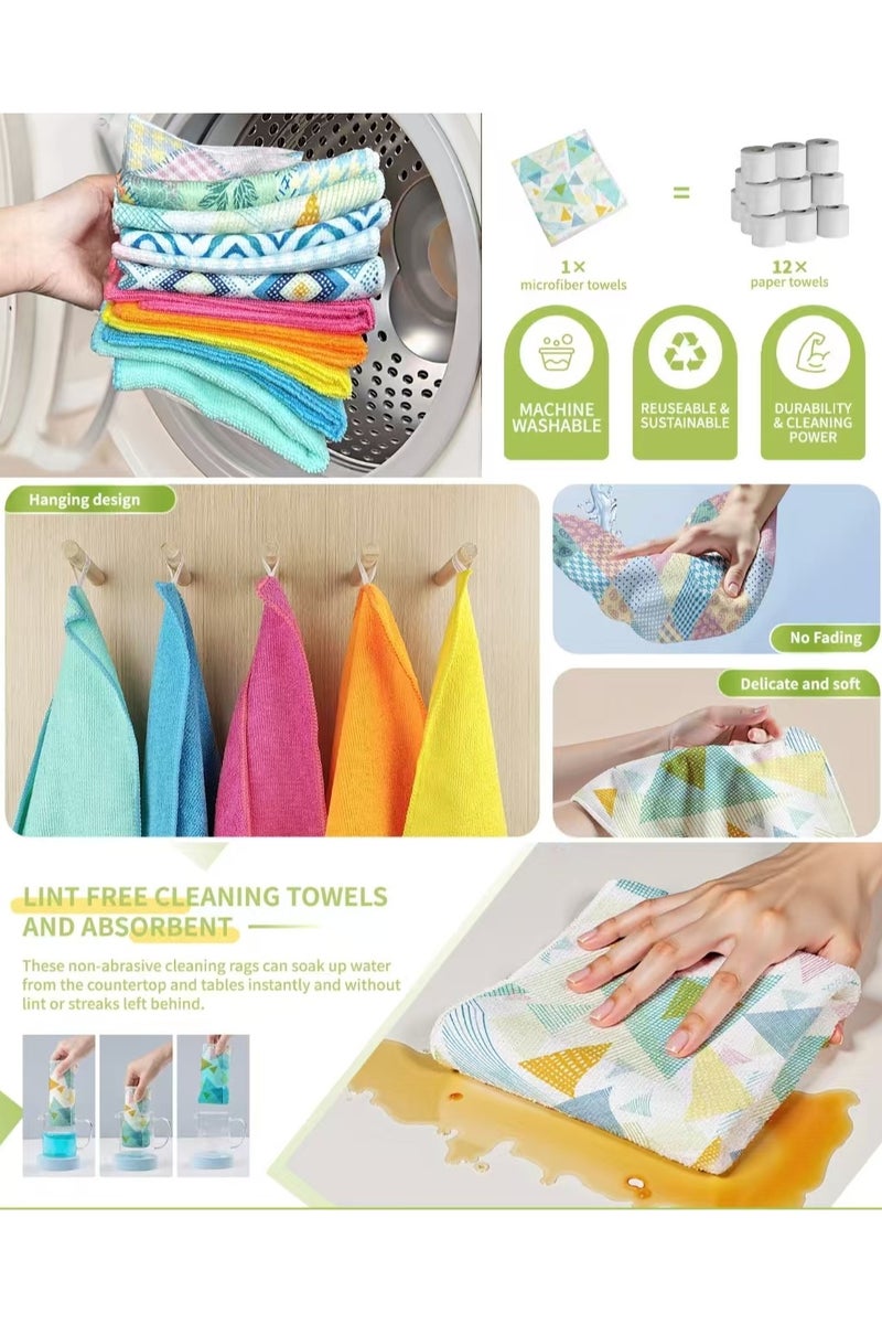 مناشف تنظيف من الألياف الدقيقة، خرق، مناشف مطبخ، طقم غسيل سيارات، نوافذ، حمام، قابلة لإعادة الاستخدام، متعددة الأغراض، مستلزمات تنظيف - 30 × 30 سم  (عبوة من 10 قطع) - Image 4