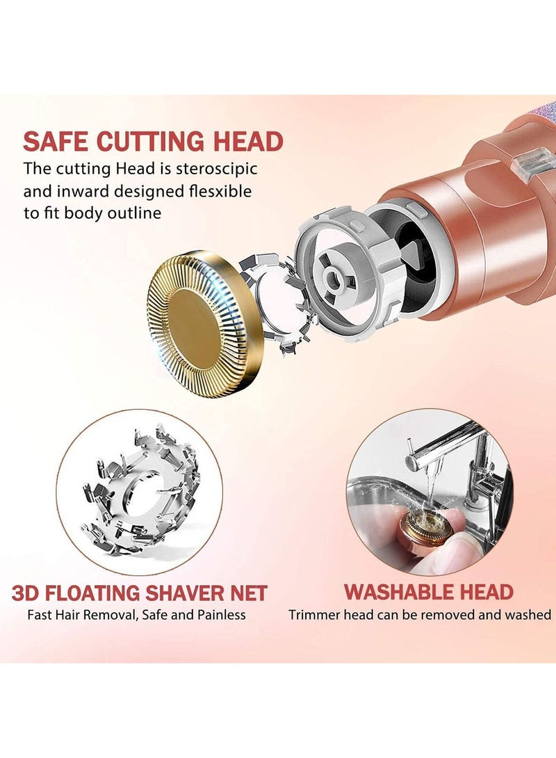 Eyebrow Trimmer and Facial Hair Remover for Women Electric Razor and Painless Hair Remover 2 in 1 Rechargeable Built  in LED Light for Face Lips Nose Body - Image 2