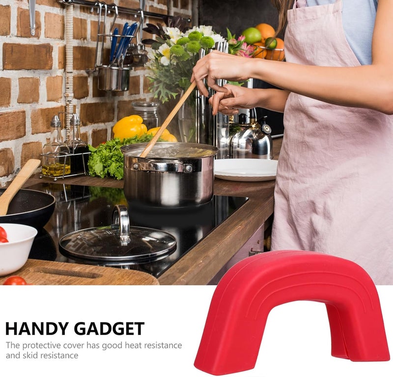 Pot Holder Heat Resistant Silicone Pot Ear Assist Holder Cover Large Red Non-Slip for Kitchen Cooking and Outdoor Picnic 1 Pair - Image 3