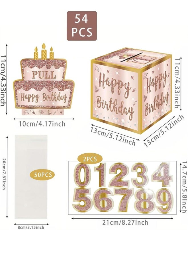 Happy Birthday Money Gift Box, Surprise Birthday Party Cash Gift Box with Pull Out Card DIY Stickers for Any Age Women Girls -  A Suprise Way to Present Cash as Gifts - Image 2