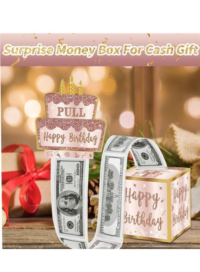 Happy Birthday Money Gift Box, Surprise Birthday Party Cash Gift Box with Pull Out Card DIY Stickers for Any Age Women Girls -  A Suprise Way to Present Cash as Gifts - Image 5