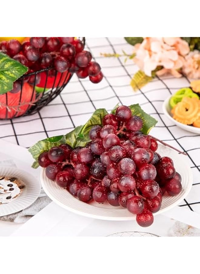 erorex 4 Bunches Artificial Red Grapes Cute Artificial Fruit Ornament Red Grapes Figurines Fake Lifelike Fruit Plastic Simulation Grapes For Wedding Home Kitchen Party Decor Photography Prop  - Image 3