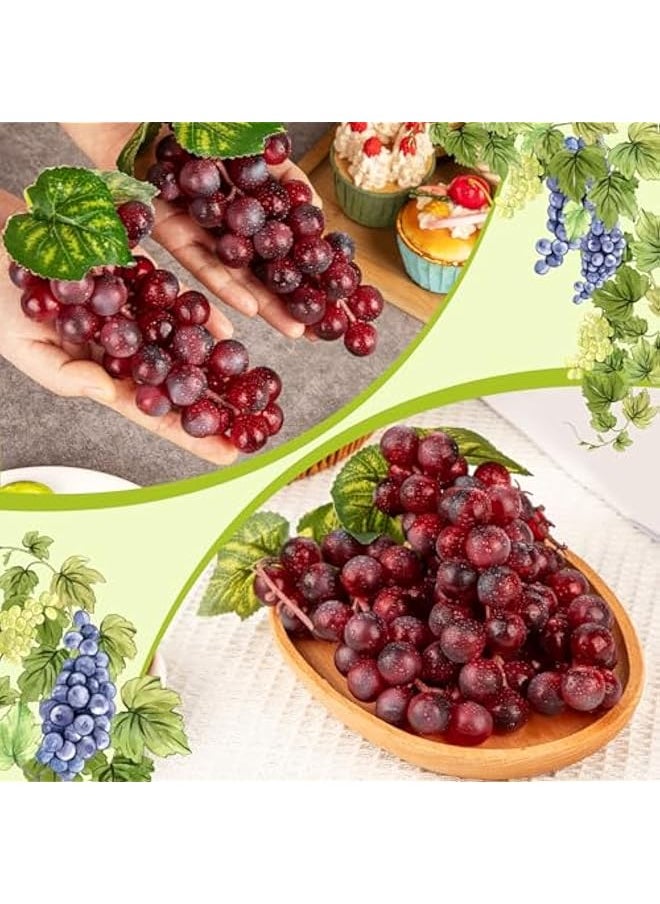 erorex 4 Bunches Artificial Red Grapes Cute Artificial Fruit Ornament Red Grapes Figurines Fake Lifelike Fruit Plastic Simulation Grapes For Wedding Home Kitchen Party Decor Photography Prop  - Image 4