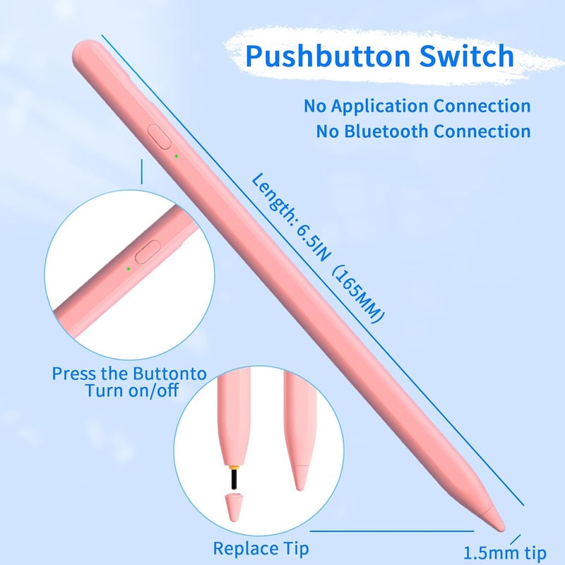 JXYHMY Stylus Pens for Touch Screens, Universal Fine Point iPad Pencil with Magnetic Adsorption Compatible with iPhone/iPad/Samsung/Android/Tablet & Other Touch Screens (Light Pink) - Image 2