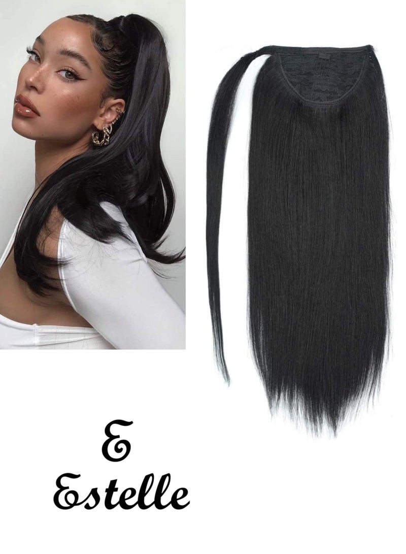 إستيل وصلات ذيل الحصان، وصلات ذيل الحصان بشعر طبيعي 100%، قطعة شعر حقيقية مع معجون سحري ومشط للنساء - Image 1