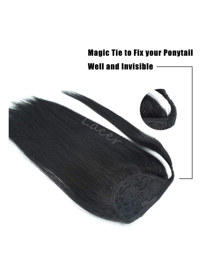 إستيل وصلات ذيل الحصان، وصلات ذيل الحصان بشعر طبيعي 100%، قطعة شعر حقيقية مع معجون سحري ومشط للنساء - Image 3