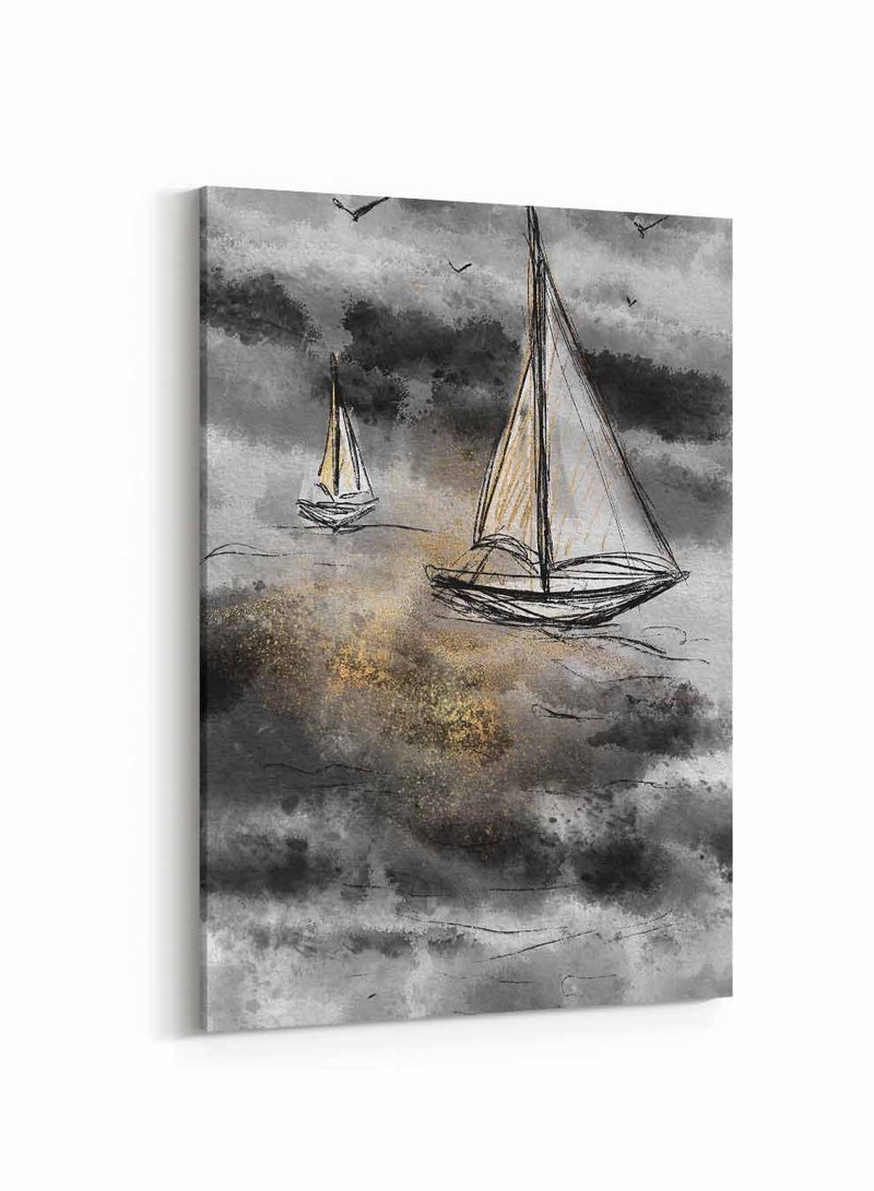لوحة كانفاس على إطار خشبي، تصميم مراكب على موج البحر، للمنزل، غرفة المعيشة، المكتب، الديكور - Image 5