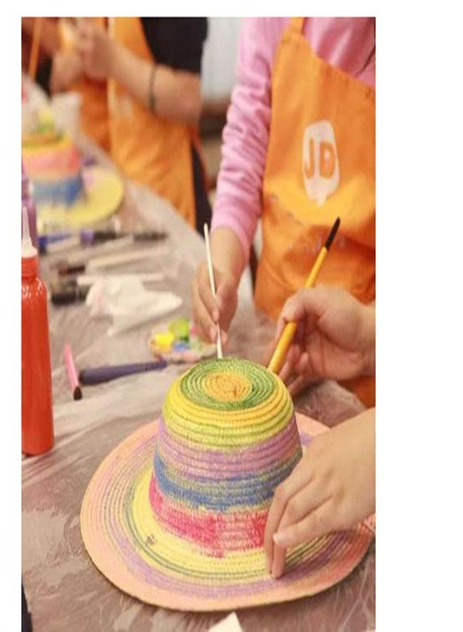 Cumuiu 3 Pcs DIY Straw Hat Kids Handmade Hat Cap Beach Sun Hat Art Painting Hat with Paints & Brush1 - Image 5