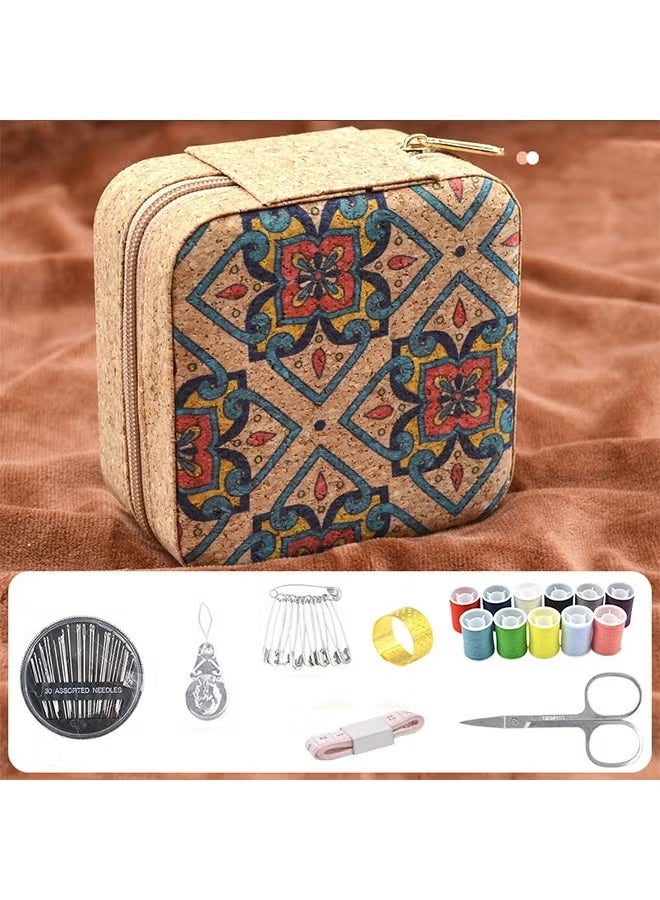 Mini Travel Sewing Kit Leather Case, Small Sewing Kit for Adults and Beginners, Basic Needle and Thread Kit for Emergency Hand Sewing Repair Supplies - Image 2