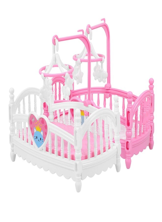 TOYANDONA 2pcs Mini Doll Cribs, Miniature Doll Beds Dollhouse Crib with Mobile for Mini House Furniture Set Miniature Dollhouse Furniture Accessories Model Decoration - Image 1