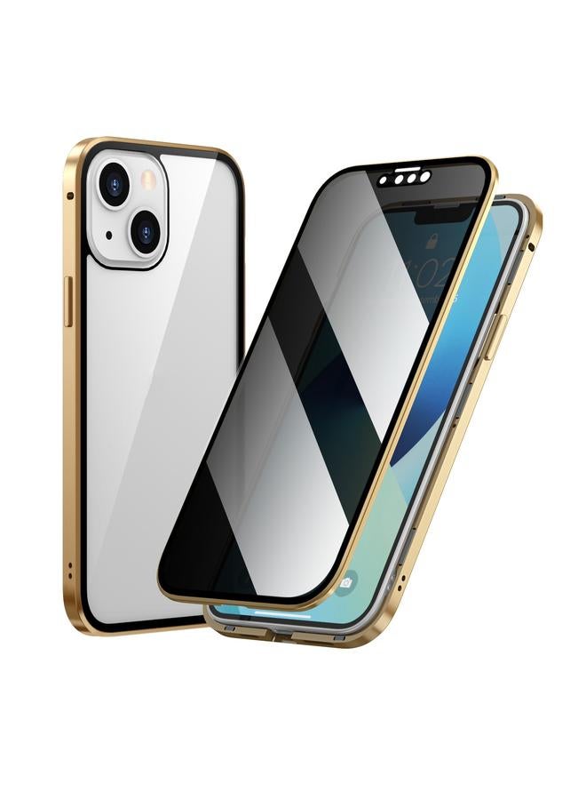 Zaboon Case For iPhone 13 Anti-peeping Magnetic Metal Frame Double-sided Tempered Glass Phone Case - Image 1