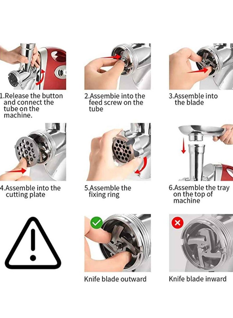 ارواق مفرمة لحم كهربائية، صانعة نقانق لحم مفرمة للمطبخ متعددة الوظائف، مفرمة طعام كهربائية محمولة سهلة الاستخدام، معالج طعام متين، قطاعة لحوم كهربائية، (قطعة واحدة، أحمر) - Image 4