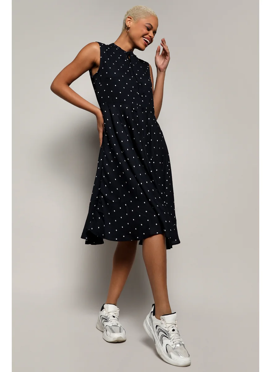 كامبوس سوترا Women's Midnight Black Tie-Up Polka Dot Dress