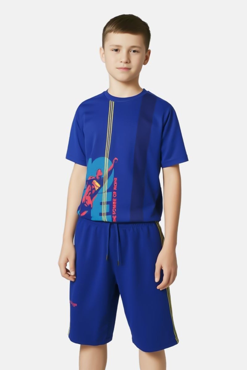 DC Superman Kids Boy 2 Pieces Short Sleeve Graphic Print Top And Bottom Set, Blue - Image 1