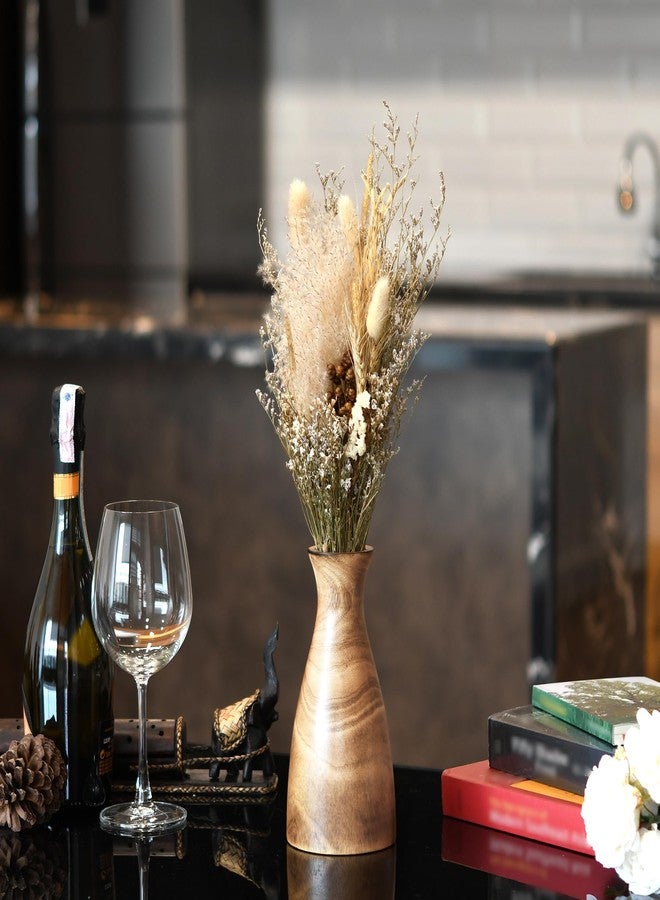 AeraVida Natural Brown Stain Mango Tree Wood Bottle Shaped Slim Vase for Flower, 8 inches - Image 2