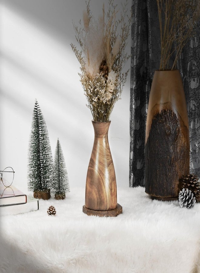 AeraVida Natural Brown Stain Mango Tree Wood Bottle Shaped Slim Vase for Flower, 8 inches - Image 3