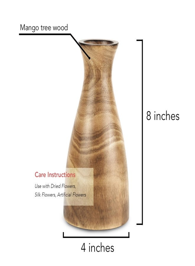 AeraVida Natural Brown Stain Mango Tree Wood Bottle Shaped Slim Vase for Flower, 8 inches - Image 4