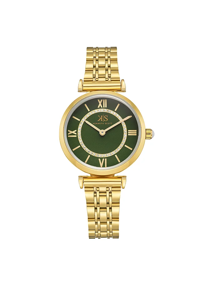 KENNETH SCOTT Kenneth Scott Women's Green Dial Analog Watch - K23531-GBGG