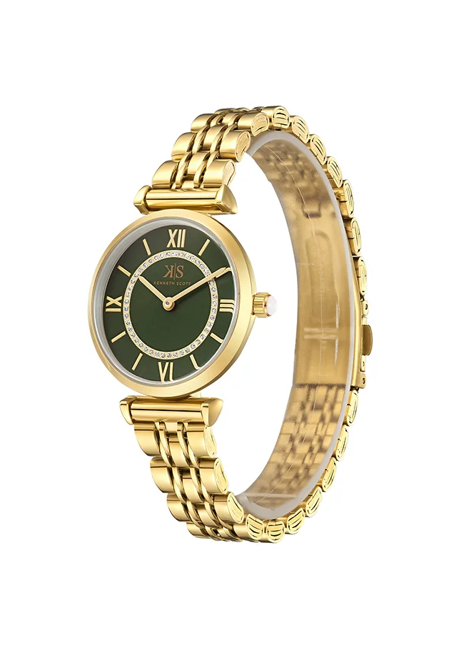 KENNETH SCOTT Kenneth Scott Women's Green Dial Analog Watch - K23531-GBGG