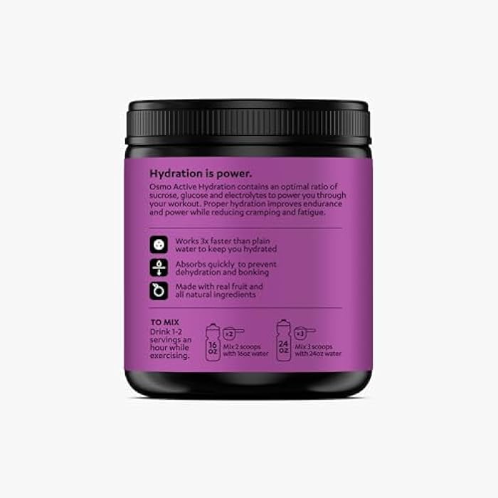 Osmo Active Hydration Electrolyte Powder (20 Servings) - Includes Sodium, Magnesium, Potassium, Carbs & Vitamins, Cane Sugar - All Natural, 3X Faster Hydration, Boosts Power & Endurance, Black Berry - Image 2