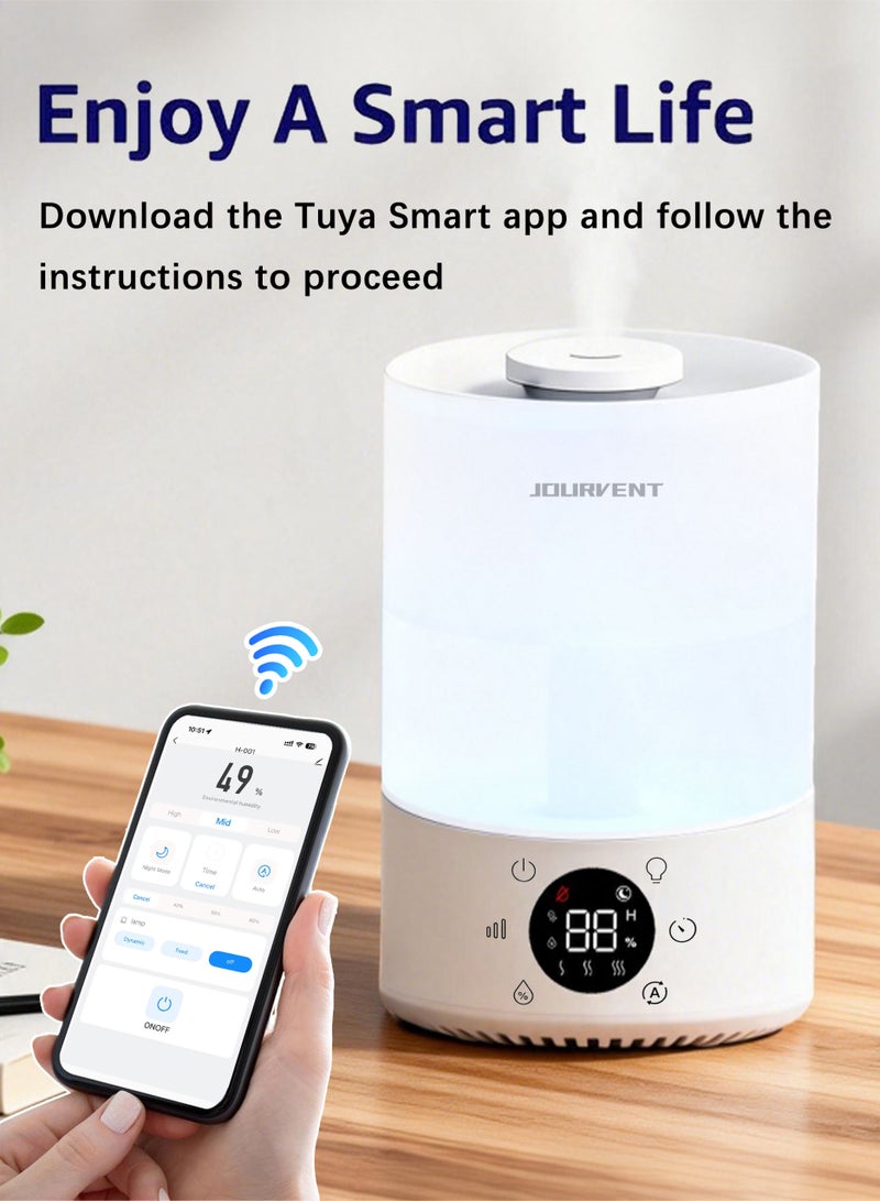 Jourvent Smart Air Cool-Mist Humidifier for Bedroom Room 3.5L, Up to 40-60H for 30㎡(323ft²), Smart WiFi (Mobile App Control), Top-Fill Cool Humidifier For Baby Room & Home, Quiet Operation With Auto Mode, Sleep mode,3 mist levels, Ambient humidity display, Timer, Aroma Diffuser, 7 Night light, Shut-Off, White - Image 3