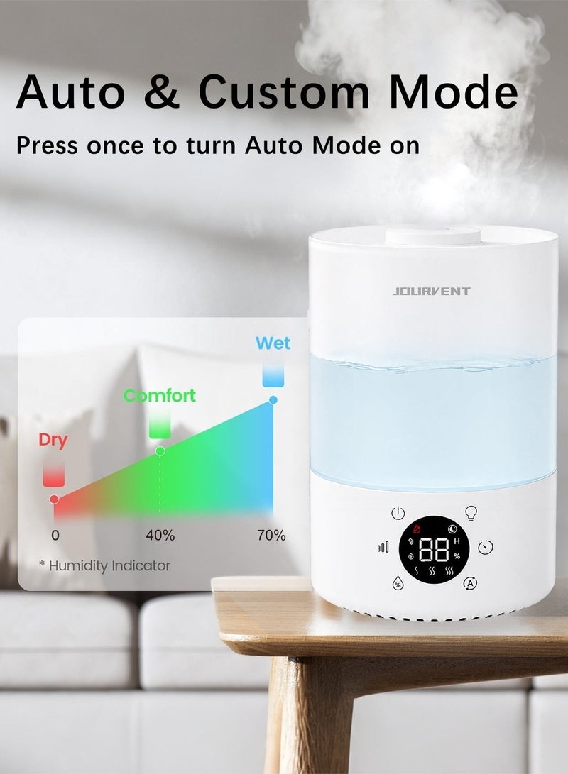 Jourvent Smart Air Cool-Mist Humidifier for Bedroom Room 3.5L, Up to 40-60H for 30㎡(323ft²), Smart WiFi (Mobile App Control), Top-Fill Cool Humidifier For Baby Room & Home, Quiet Operation With Auto Mode, Sleep mode,3 mist levels, Ambient humidity display, Timer, Aroma Diffuser, 7 Night light, Shut-Off, White - Image 5