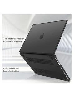 ماركة غير محددة حافظة متوافقة مع ماك بوك برو 16 بوصة M3 A2991 M2 A2780 M1 A2485 إصدار برو 2024-2021، غطاء بلاستيكي صلب لجهاز ماك بوك برو 16 بوصة، اللون أسود  - Image 2