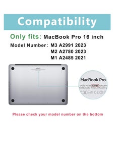 ماركة غير محددة حافظة متوافقة مع ماك بوك برو 16 بوصة M3 A2991 M2 A2780 M1 A2485 إصدار برو 2024-2021، غطاء بلاستيكي صلب لجهاز ماك بوك برو 16 بوصة، اللون أسود  - Image 5
