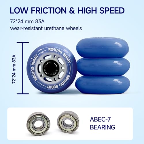 RollingBunny Inline Skates for Women - Adjustable Size Roller Blades for Adult Female, Hard Shell ABEC-7, Smooth and Comfortable - Image 4
