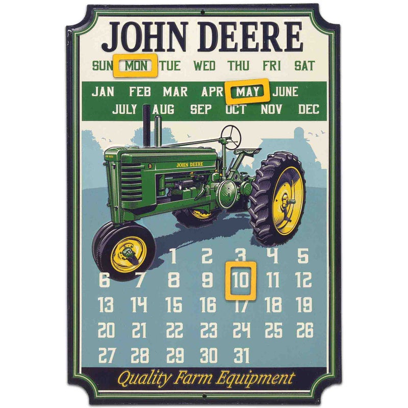 Open Road Brands John Deere Calendar  Vintage Embossed Metal John Deere Sign with Magnets for Office Kitchen or Man Cave Green - Image 3