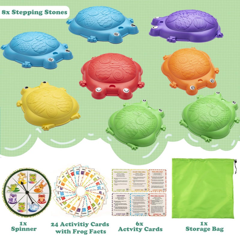 VROGTIK Stepping Stones for Kids Outdoor Toys for Toddlers 3-5 8 Pcs Frog Balance Step Stone Up to 265lbs Indoor Outdoor Toy for Kids Obstacle Course Sensory Toys for Toddler Ages 3-8 Gift for Boys Girls - Image 2