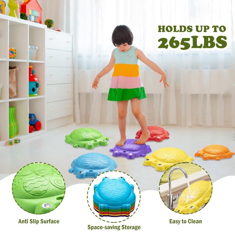 VROGTIK Stepping Stones for Kids Outdoor Toys for Toddlers 3-5 8 Pcs Frog Balance Step Stone Up to 265lbs Indoor Outdoor Toy for Kids Obstacle Course Sensory Toys for Toddler Ages 3-8 Gift for Boys Girls - Image 3