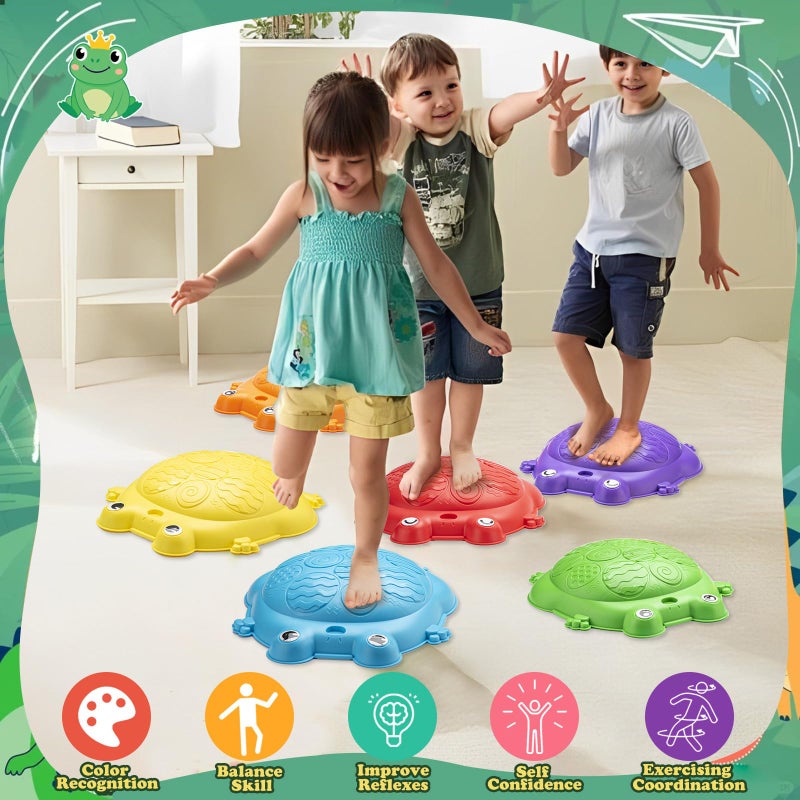 VROGTIK Stepping Stones for Kids Outdoor Toys for Toddlers 3-5 8 Pcs Frog Balance Step Stone Up to 265lbs Indoor Outdoor Toy for Kids Obstacle Course Sensory Toys for Toddler Ages 3-8 Gift for Boys Girls - Image 4