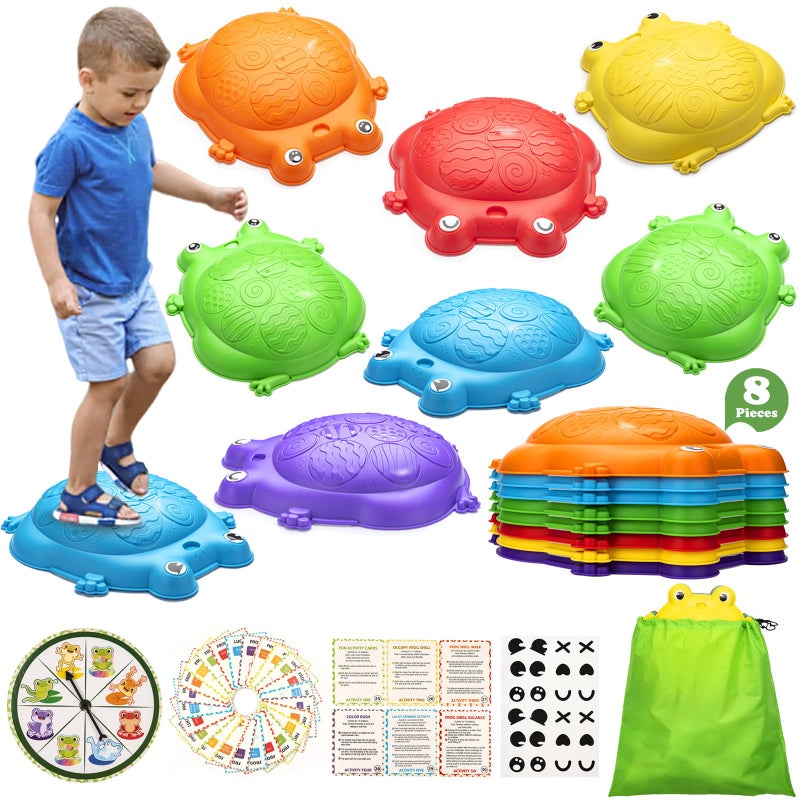 VROGTIK Stepping Stones for Kids Outdoor Toys for Toddlers 3-5 8 Pcs Frog Balance Step Stone Up to 265lbs Indoor Outdoor Toy for Kids Obstacle Course Sensory Toys for Toddler Ages 3-8 Gift for Boys Girls - Image 1