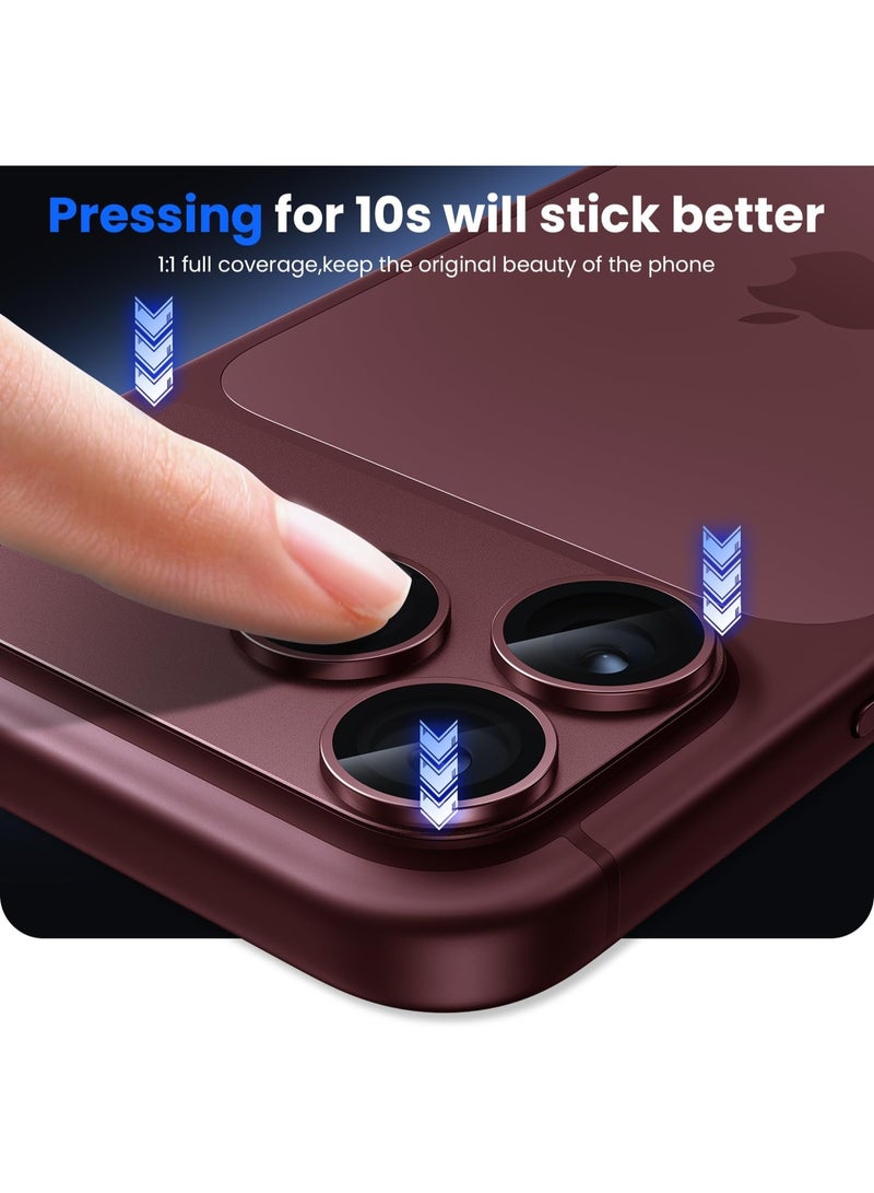 ELTRAZONE iPhone 18 Pro Camera Lens Protector, Military Grade Matte Aluminum Alloy, Shatterproof Tempered Glass Camera Cover, Strong Adhesion, Scratch Resistant Full Coverage Lens Guard, Burgundy - Image 3