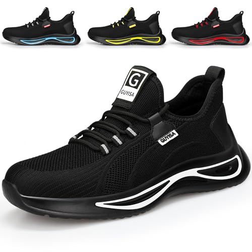 GLANOUDUN Steel Toe Shoes for Men Lightweight Work Shoes for Men Black Steel Toe Sneakers Comfortable Safety Tennis Sneakers Indestructible Men's Safety Footwear Industrial Construction White - Image 1