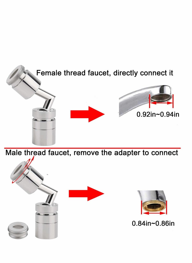 SYOSI 720 ° Faucet Aerator Big Angle Spray Large Flow Aerator Dual Function Kitchen Faucet Aerator, Bathroom Faucet Mounted for Face Washing, Gargle and Eye Flush - Image 3