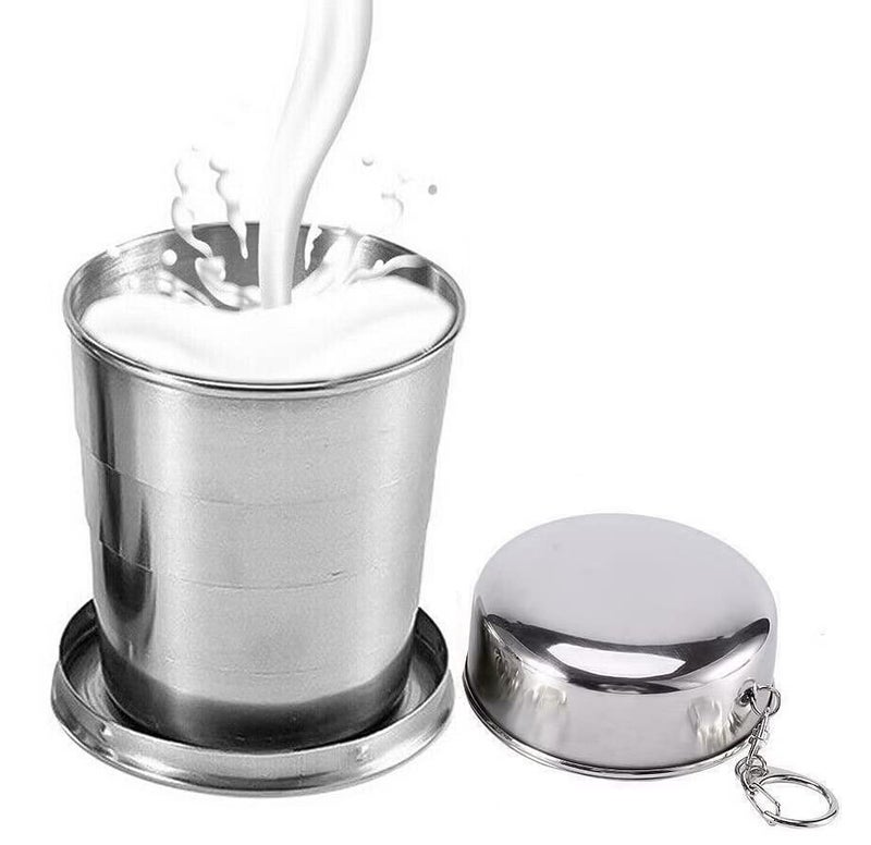 MEENIRA MEENIRA Collapsible Cup Outdoor Shot Glass Keychain Camping Folding Cup Drinking Telescopic Portable Shot Glass Stackable Cup Travel Telescoping Mug Coffee Tea Tumbler Water Flasks 150 ml - Image 1