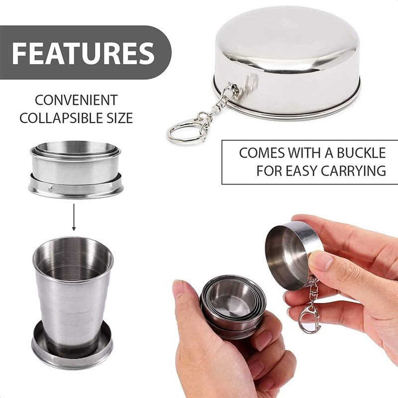 MEENIRA MEENIRA Collapsible Cup Outdoor Shot Glass Keychain Camping Folding Cup Drinking Telescopic Portable Shot Glass Stackable Cup Travel Telescoping Mug Coffee Tea Tumbler Water Flasks 150 ml - Image 2