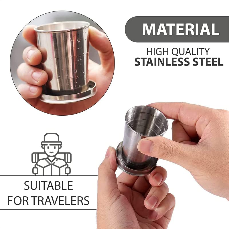 MEENIRA MEENIRA Collapsible Cup Outdoor Shot Glass Keychain Camping Folding Cup Drinking Telescopic Portable Shot Glass Stackable Cup Travel Telescoping Mug Coffee Tea Tumbler Water Flasks 150 ml - Image 4