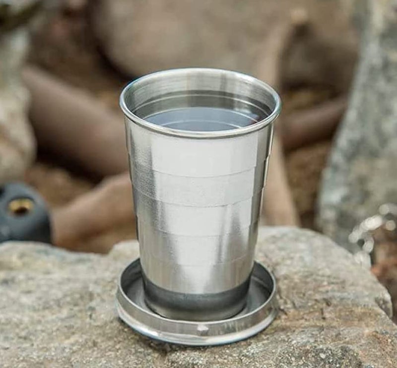 MEENIRA MEENIRA Collapsible Cup Outdoor Shot Glass Keychain Camping Folding Cup Drinking Telescopic Portable Shot Glass Stackable Cup Travel Telescoping Mug Coffee Tea Tumbler Water Flasks 150 ml - Image 3