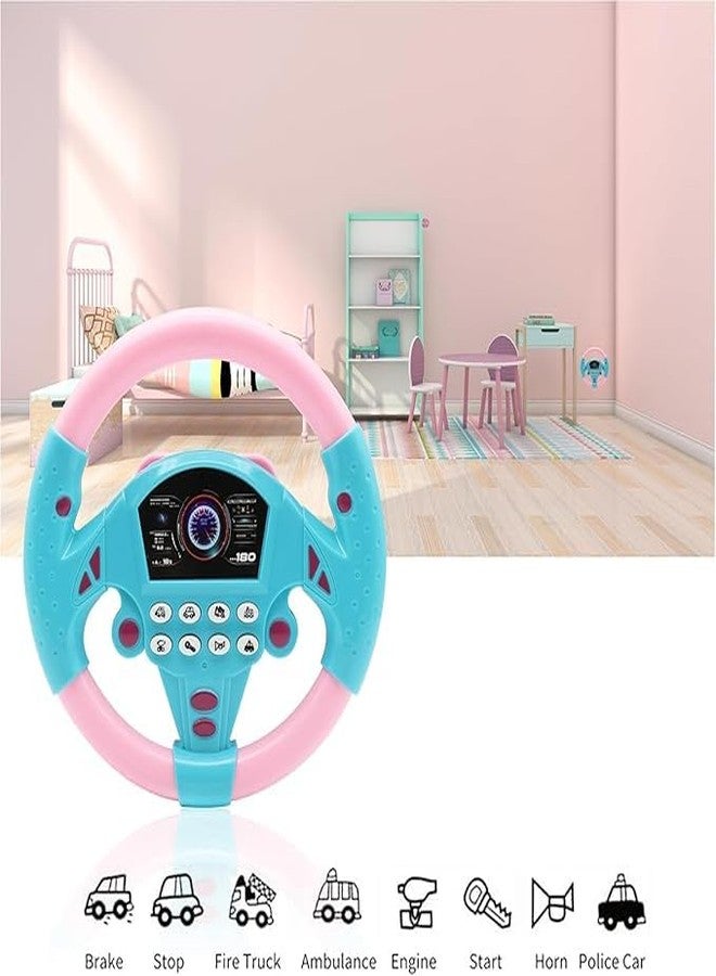 Logizu Kids Driving Steering Wheel Funny Interactive Driving Wheel with Music (Pink Blue) - Image 4