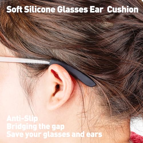 Omnful Glasses Ear Cushion, Non Slip Soft Silicone Eyeglass Ear Cushions, Anti-Slip Comfort Eyeglasses Temple Tips Sleeve Retainer, Comfort Eye Glass Ear Grips, Glasses Accessories (3 Black Pairs) - Image 4