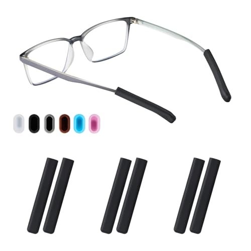 Omnful Glasses Ear Cushion, Non Slip Soft Silicone Eyeglass Ear Cushions, Anti-Slip Comfort Eyeglasses Temple Tips Sleeve Retainer, Comfort Eye Glass Ear Grips, Glasses Accessories (3 Black Pairs) - Image 1